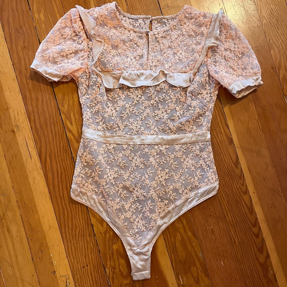 For Love&Lemons Skivvies Lace Bodysuit Sz S